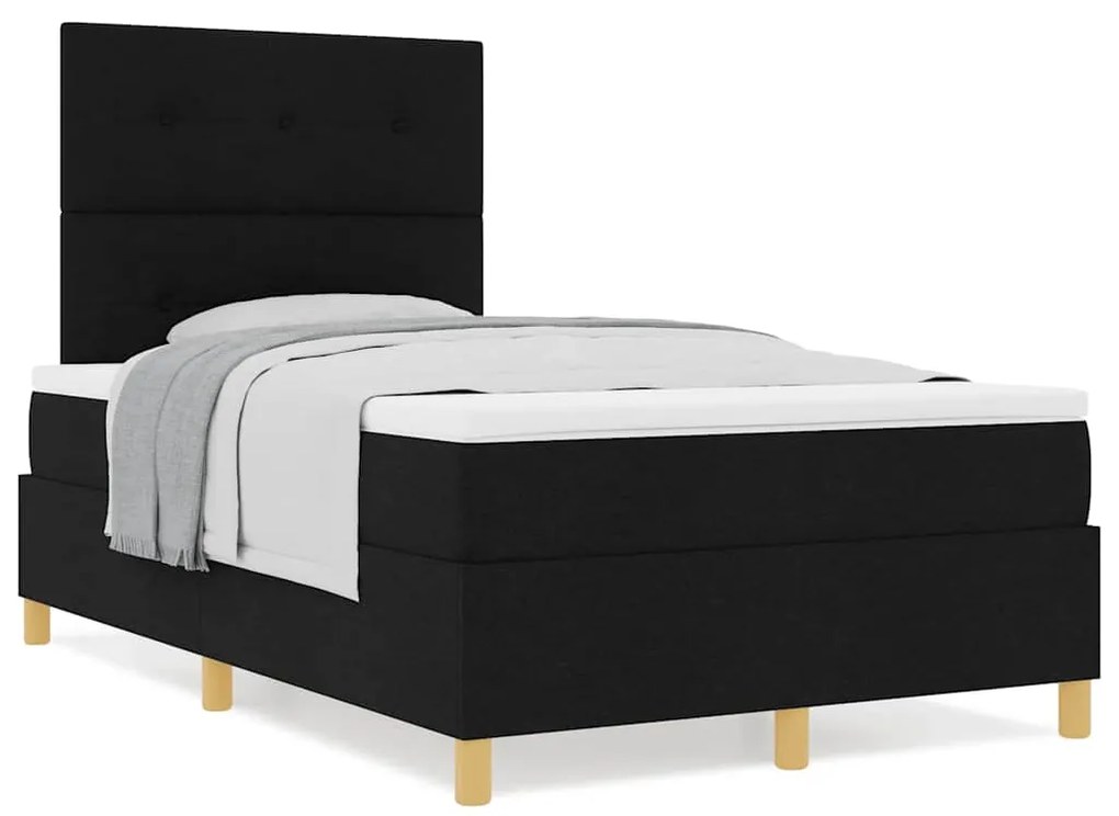 Cama Box Spring com Colchão Preto 120x200 cm Tecido