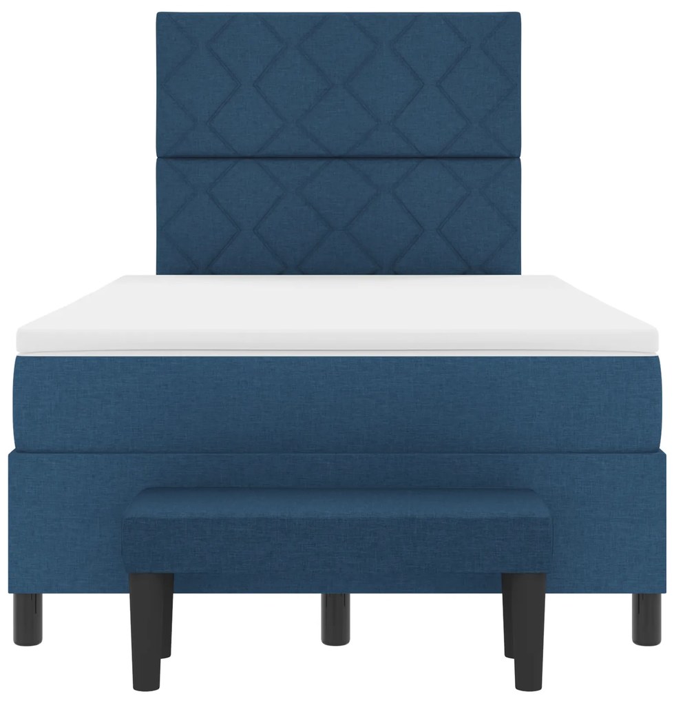 Cama Box Spring com Colchão & Banco Azul 120x200 cm Tecido