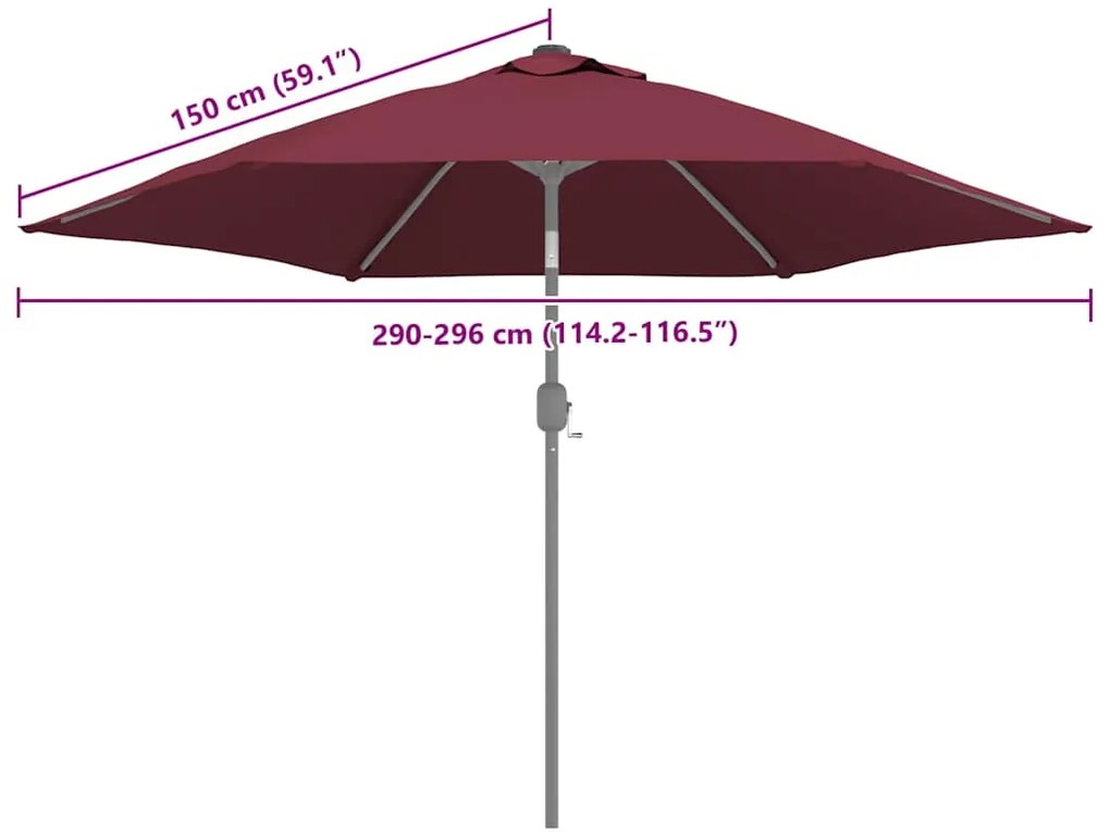 Tecido de substituição p/ guarda-sol exterior 300 cm bordô