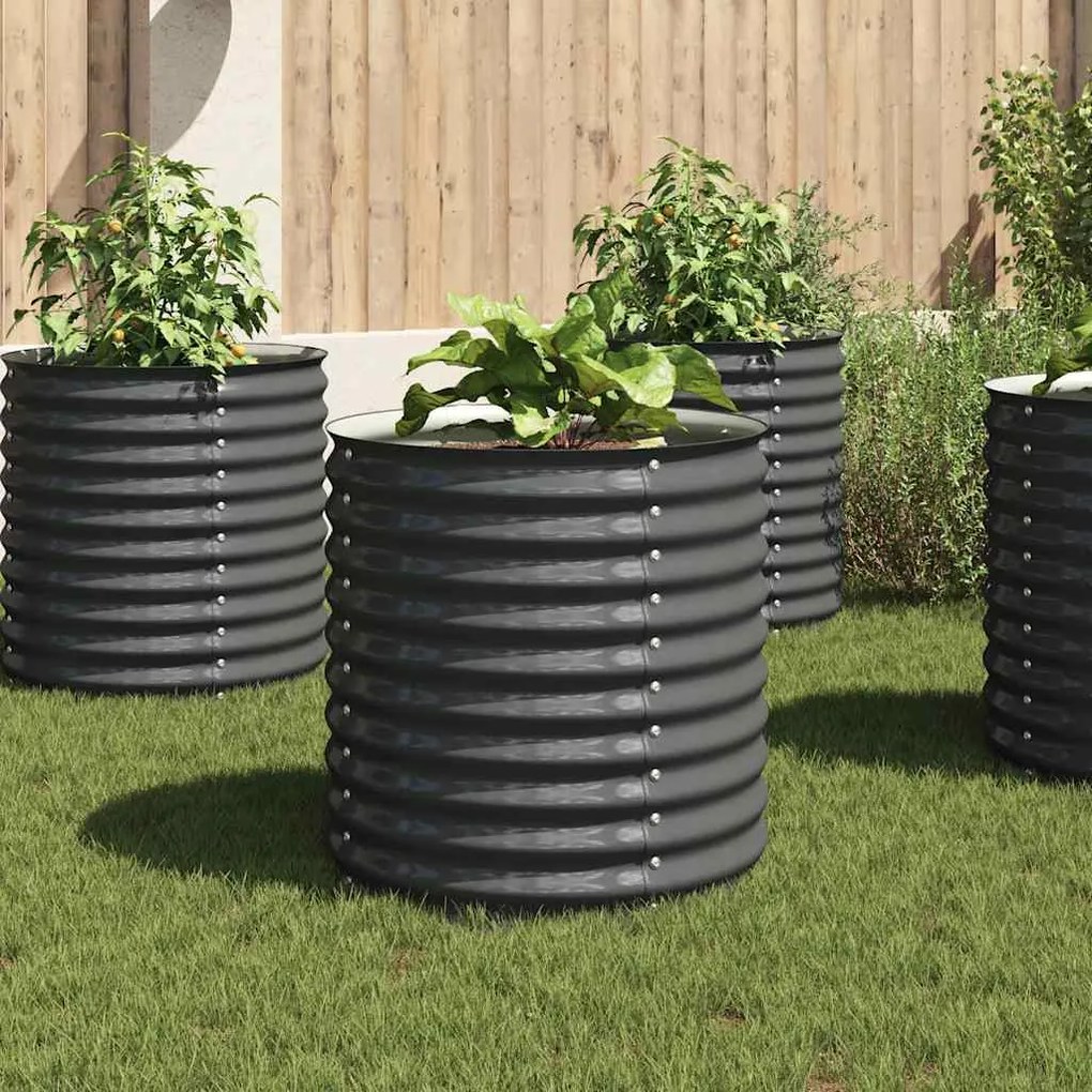 Canteiro/vaso elevado aço galvanizado 80x80x81 cm cinzento