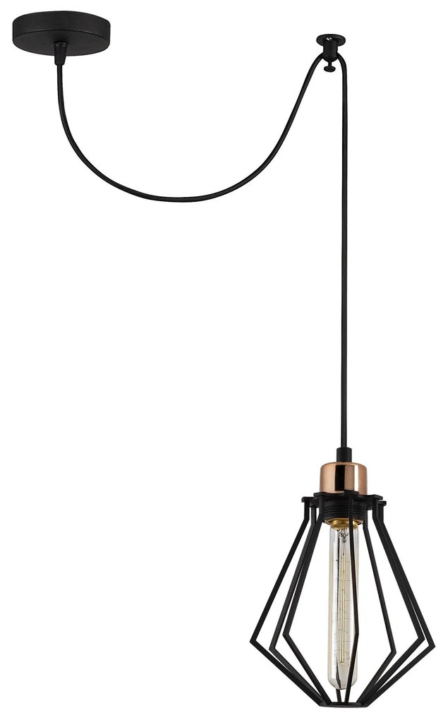 Chandelier Oylat – Preto e Bronze – Diâmetro 54 cm, Altura 114 cm