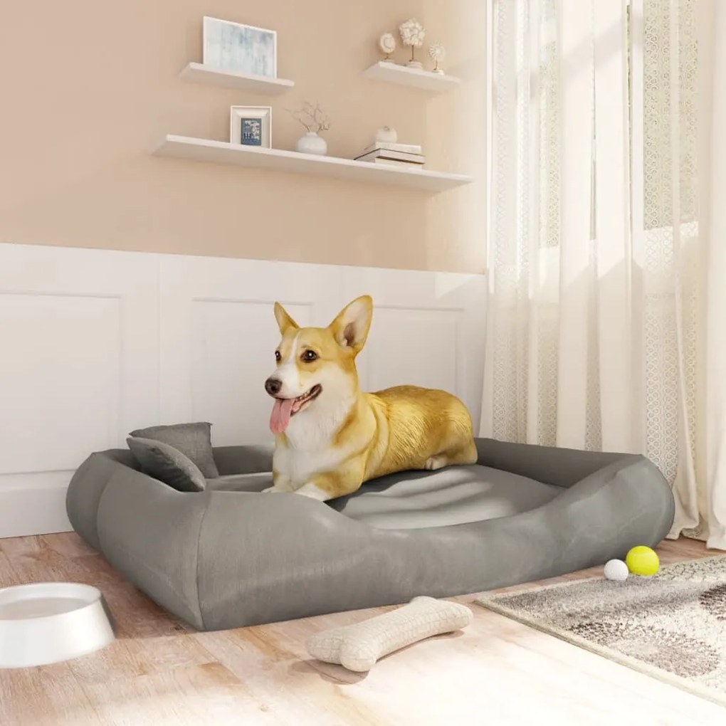 171193 vidaXL Almofadão p/ cães c/ almofadas 115x100x20cm oxford cinzento