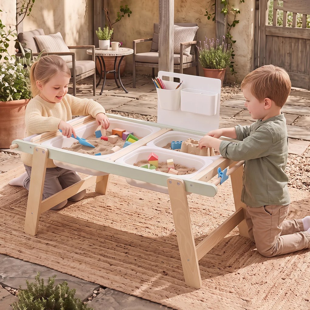 Mesa Sensorial Infantil, 91 x 51,5 x 74,5 cm, Tampo Convertível, Verde
