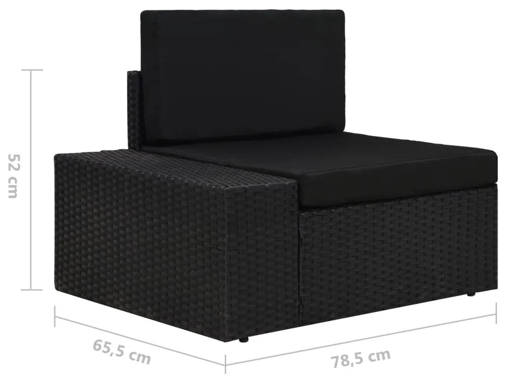 5 pcs conjunto lounge para jardim vime PE preto