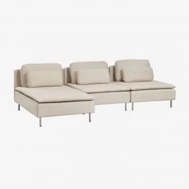 Sofá Modular Oriol De 3 Peças Com Chaise Longue À Esquerda Tecido Creme Bege - Sklum