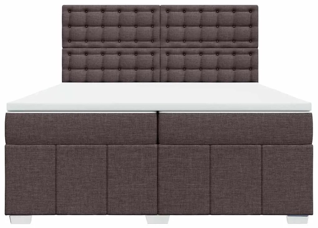 Cama com molas/colchão 200x200 cm tecido castanho-escuro