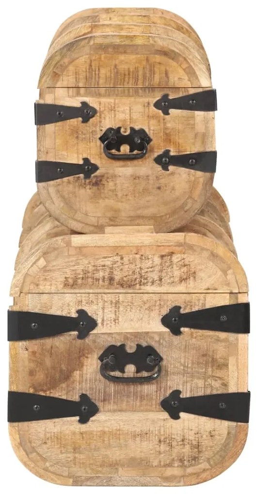 Baús de arrumação 2 pcs madeira de mangueira maciça