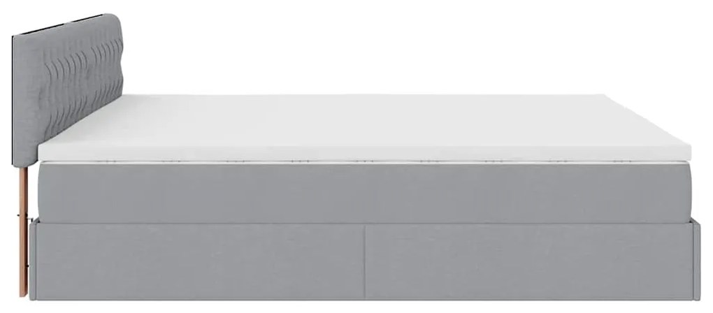 Cama otomana com colchão 160x200 cm tecido cinzento claro