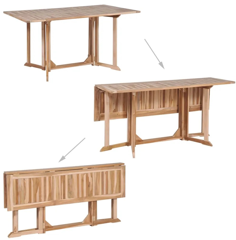 7 pcs conjunto jantar dobrável p/ exterior madeira teca maciça