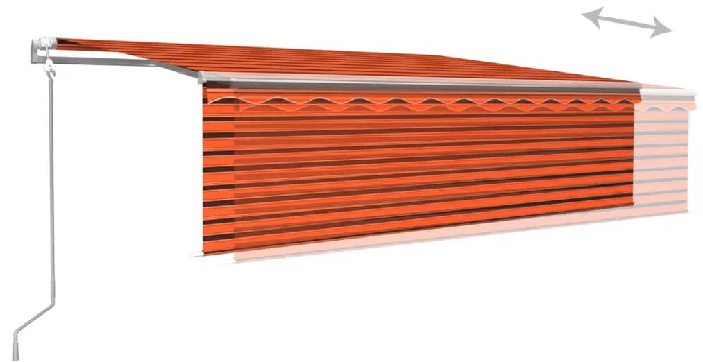 Toldo autom. c/ estore/LED/sensor vento 5x3m laranja/castanho