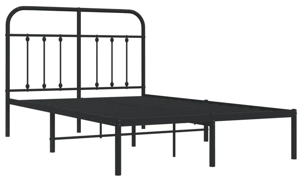 Estrutura de cama com cabeceira 120x190 cm metal preto