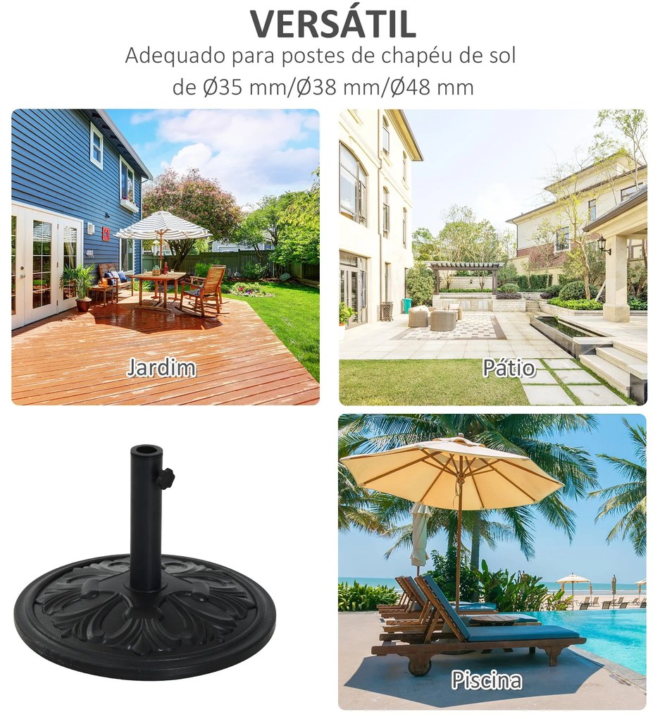 Base para Chapéu de Sol Peso 13 kg Base Chapéu de Sol Redondo de HDPE
