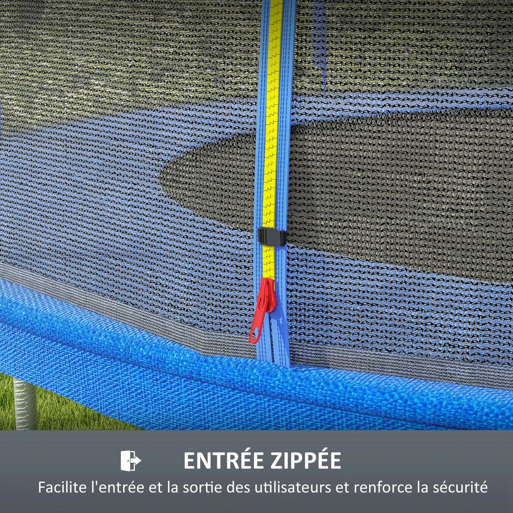 Rede de substituição para trampolins Ø 366 cm (NÂO INCLUIDO), 8 postes verticais, rede de segurança para trampolins, com abertura com fecho de correr