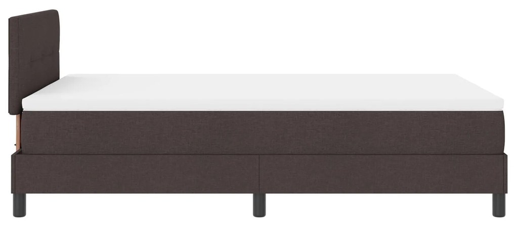 Cama Box Spring com Colchão & LED Marrom Escuro 120x190 cm Tecido