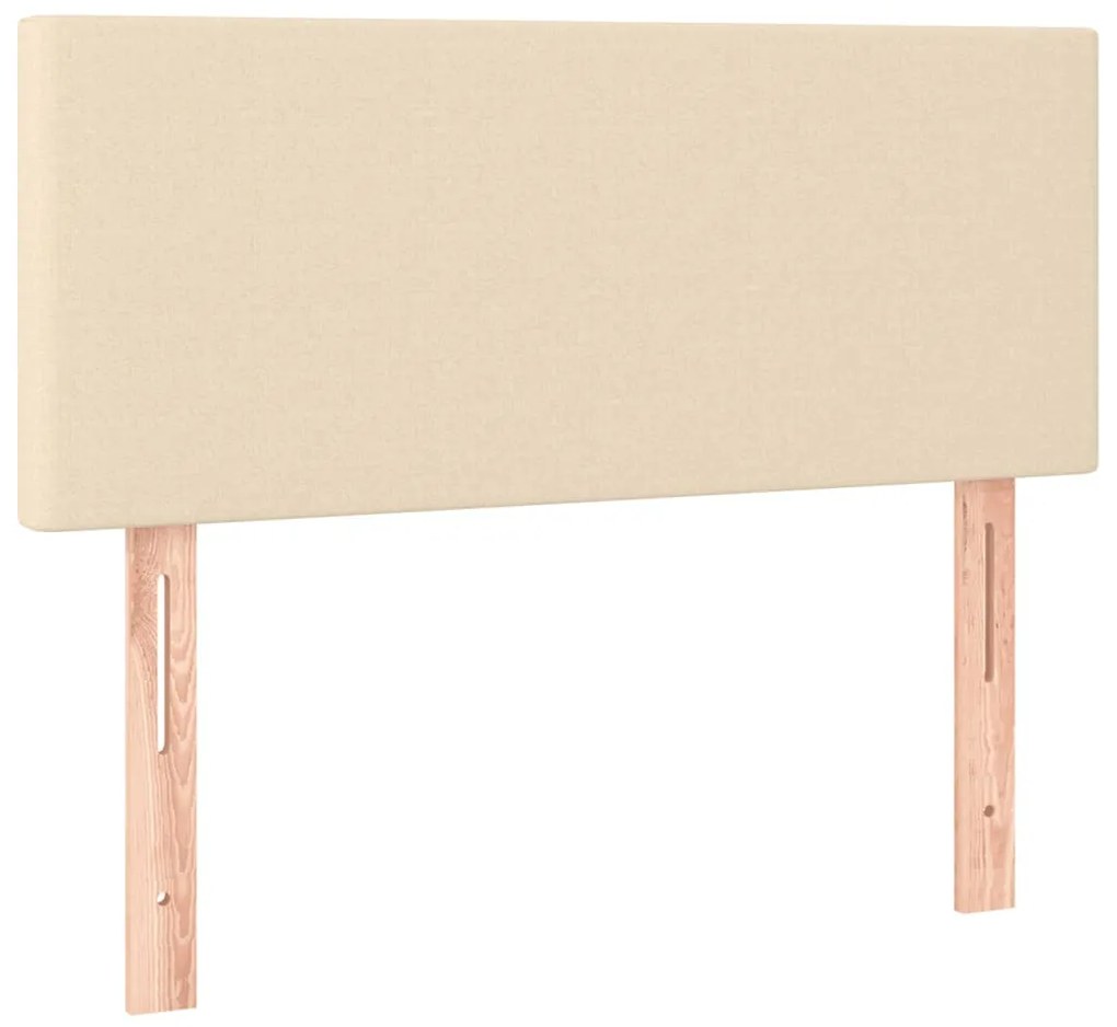 Cama box spring c/ colchão e LED 120x190 cm tecido cor creme