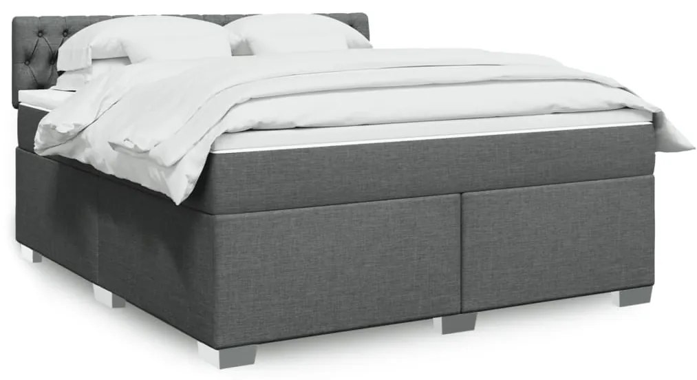 vidaXL Cama com molas/colchão 180x200 cm tecido cinzento-escuro