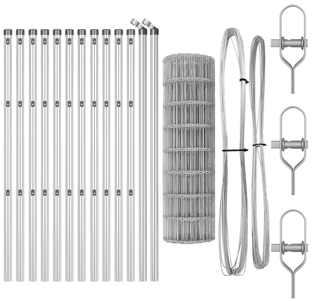 Cerca Euro com 13 Postes 0.6x25 m Aço Galvanizado