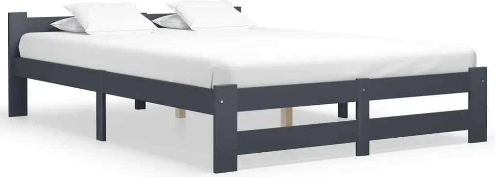 Estrutura de cama 160x200 cm pinho maciço cinzento-escuro