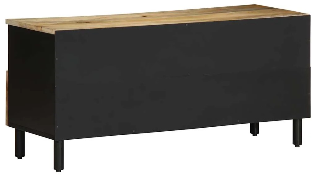 Móvel de TV 100x33,5x46cm madeira mangueira áspera maciça preto