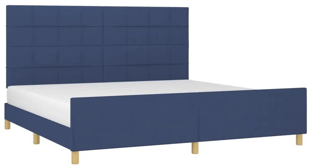 Estrutura de cama com cabeceira 200x200 cm tecido azul