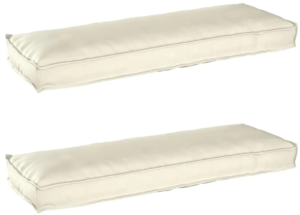 vidaXL Almofadas de Palete para Banco 2 pcs Creme 120x40x8 cm Tecido Oxford