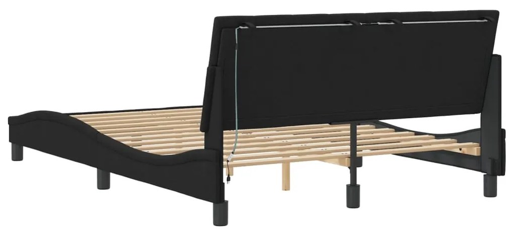 Estrutura de cama c/ luzes LED 140x190 cm veludo preto
