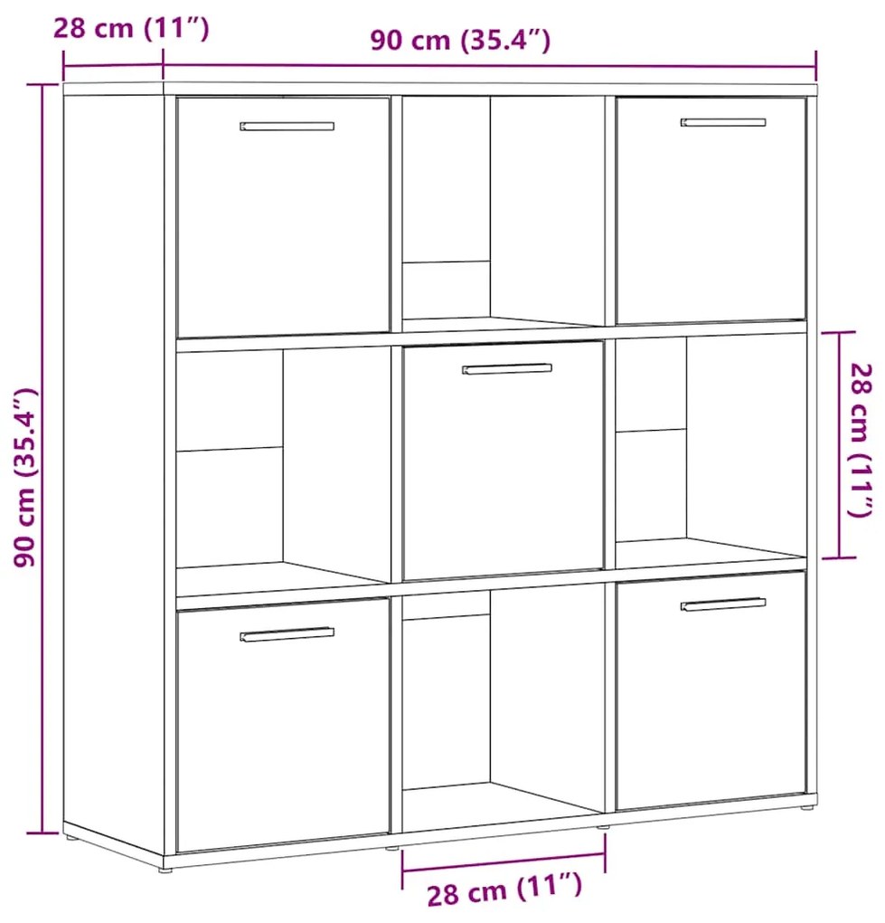 Estante 90x28x90 cm derivados de madeira carvalho artisiano