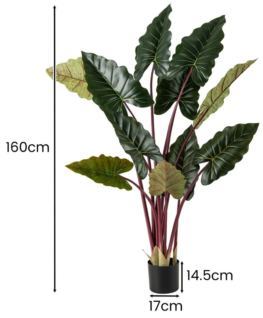 Árvore artificial de 160 cm decorativa com 11 folhas Caules ajustáveis Vaso preenchido com cimento verde