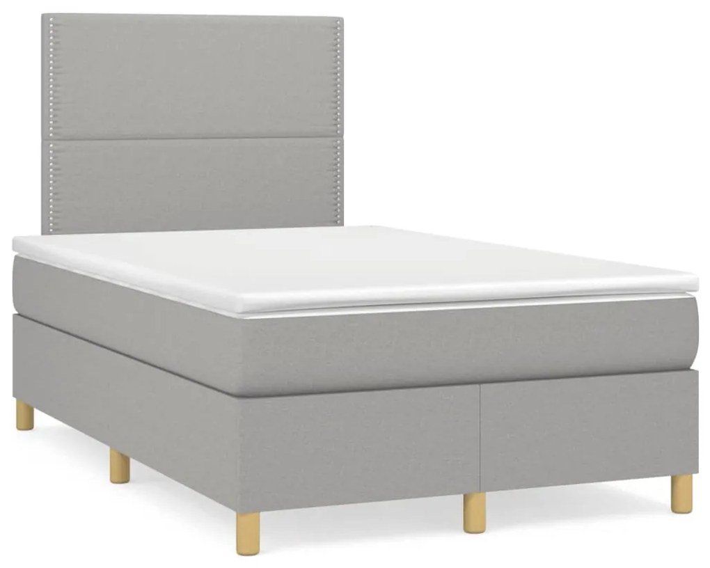 vidaXL Cama box spring c/ colchão e LED 120x190 cm tecido cinza-claro
