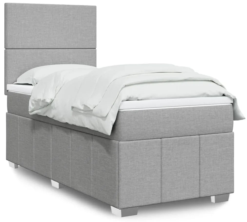 Cama com molas/colchão 90x200 cm tecido cinza-claro