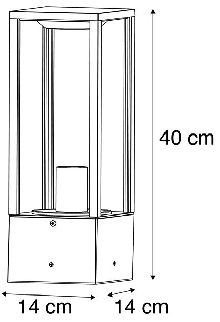 Candeeiro de pé de exterior preto 40 cm com ponta de terra e manga de cabo - Charlois Design