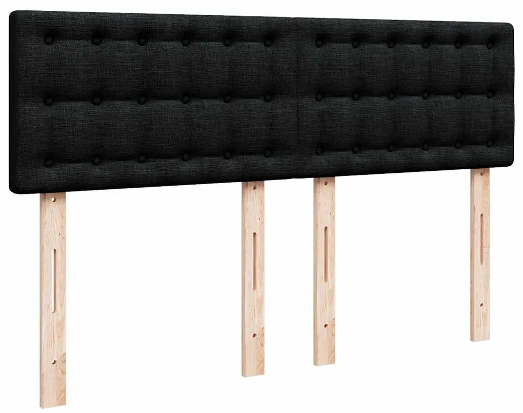 Cama Otomana com Colchão &amp; LEDs Preto 140x200 cm Tecido