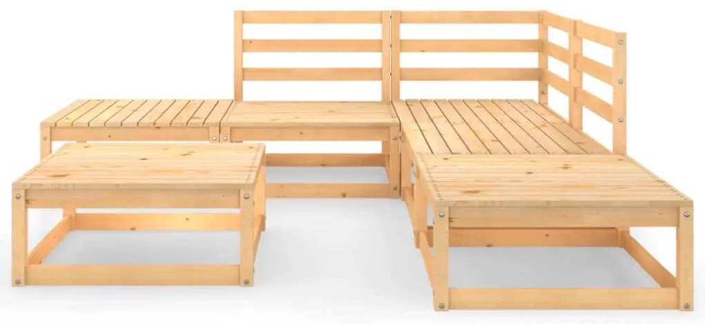 6 pcs conjunto lounge de jardim pinho maciço