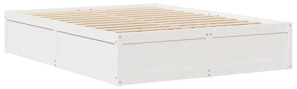 Cama sem colchão 140x200 cm madeira de pinho maciça branco