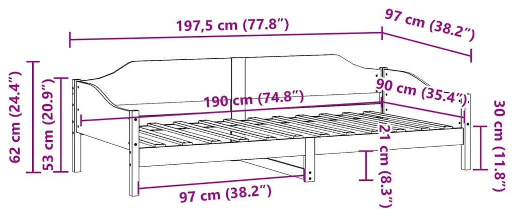 Cama sem colchão 90x190 cm madeira de pinho maciça castanho-mel