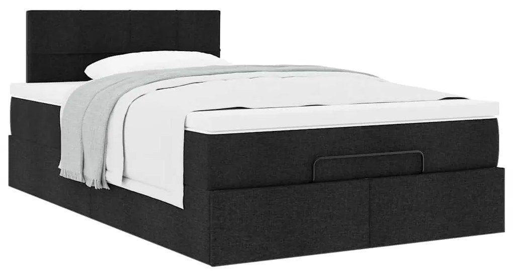Cama otomana com colchão 120x190 cm tecido preto