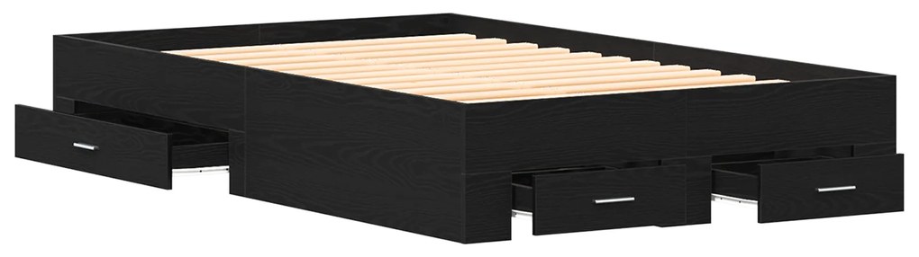 Cama com Gavetas vidaXL Carvalho Preto 120x190 cm Madeira de Engenhari