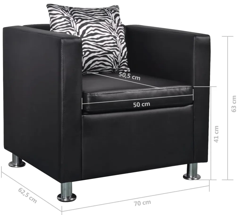 Poltrona em couro artificial preto