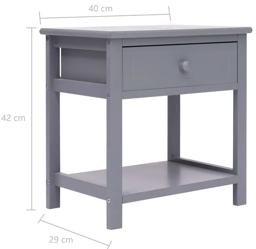Mesa-de-cabeceira 40x29x42 cm madeira paulownia cinzento