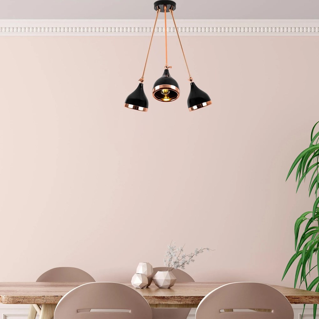 Candeeiro de Teto Yildo – Preto Cobre – 60 cm x 63 cm