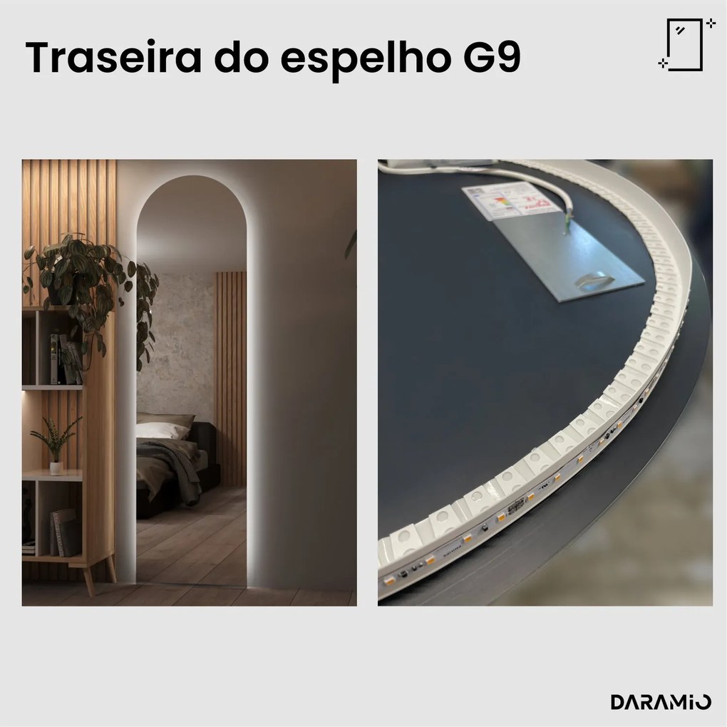 Espelho meia-lua com LED G9