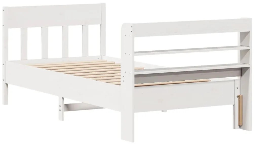 Cama sem colchão 75x190 cm madeira de pinho maciça branco