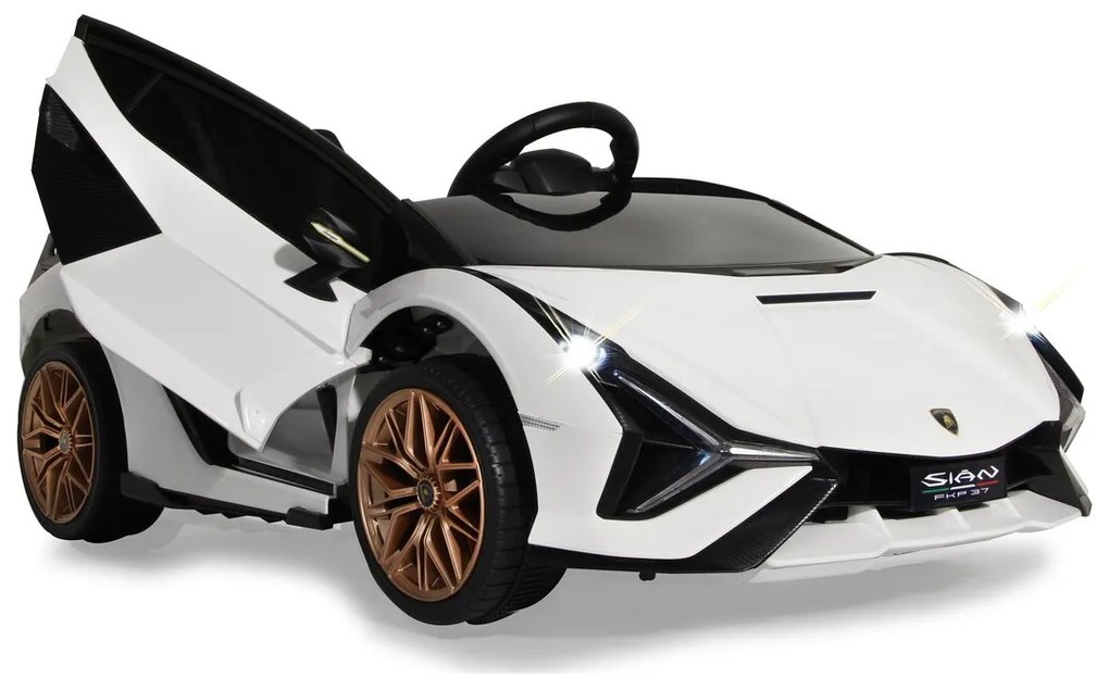 Carro elétrico a bateria infantil Lamborghini Sián FKP 37 12V Branco