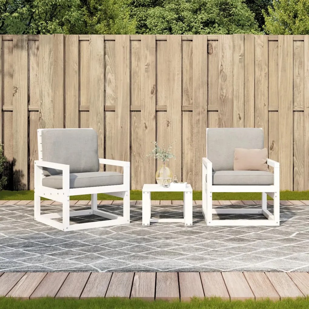 Conjunto de Jardim - 2 Poltronas e 1 Mesa - Madeira de Pinho Maciça Br