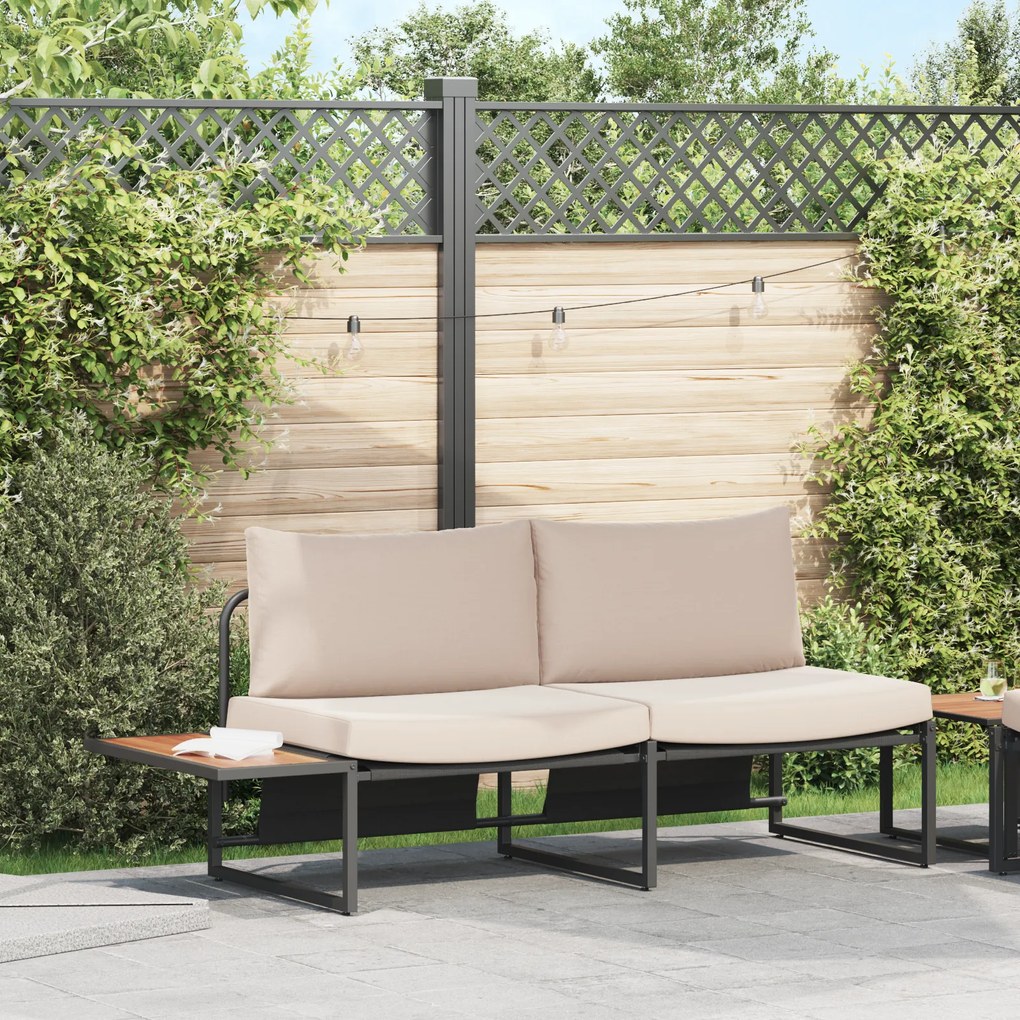 vidaXL Sofá de Jardim 2 Lugares da com Almofadas Taupe