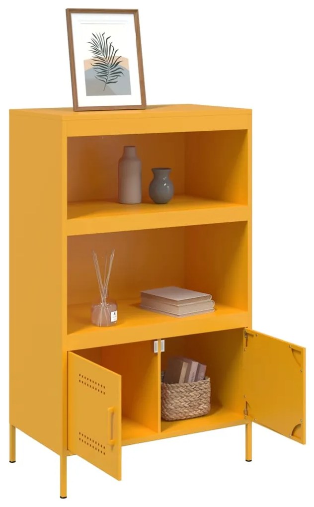 Aparador alto 68x39x113 cm aço amarelo mostarda