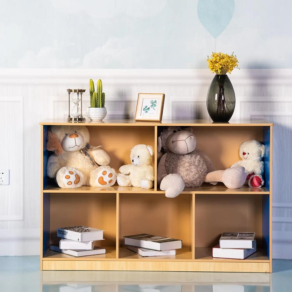 Estante Infantil com 5 Compartimentos Abertos para Colecção de Livros Brinquedos Peças para Sala de Estar Quarto 120 x 40 x 76 cm