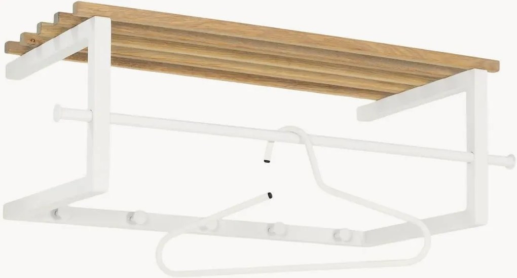 Prateleira de parede com suporte para chapéus em madeira de carvalho Marco