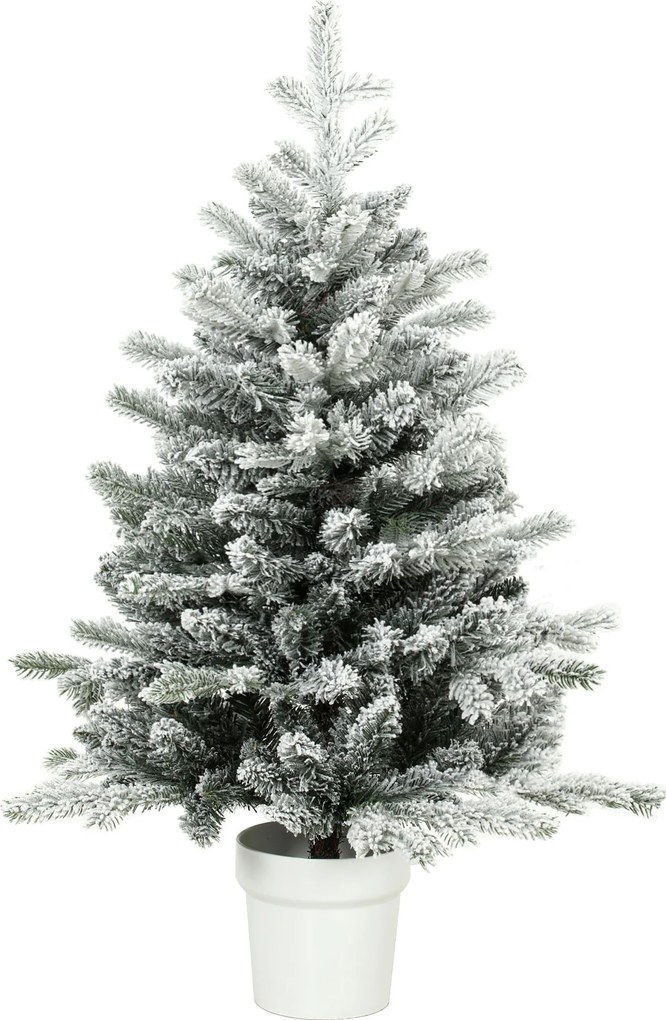 HOMCOM Mini 90 cm Árvore de Natal com 296 Pontas de Ramos Efeito Neve, Mini Árvore de Mesa para Casa Escritório, Branco | Aosom Portugal