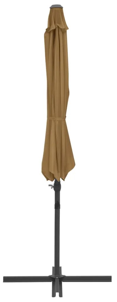 Guarda-sol cantilever c/ poste de aço 300 cm cinza-acastanhado
